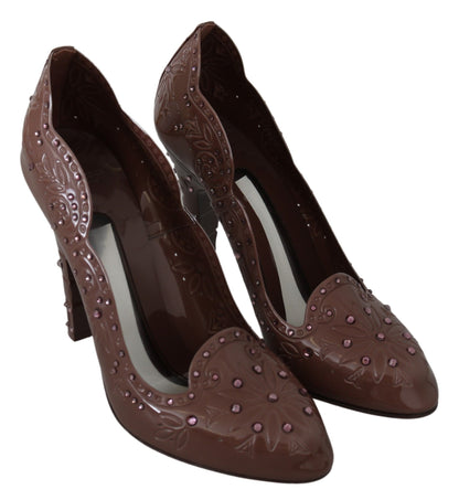 Chaussures à talons en cristal floral marron CINDERELLA