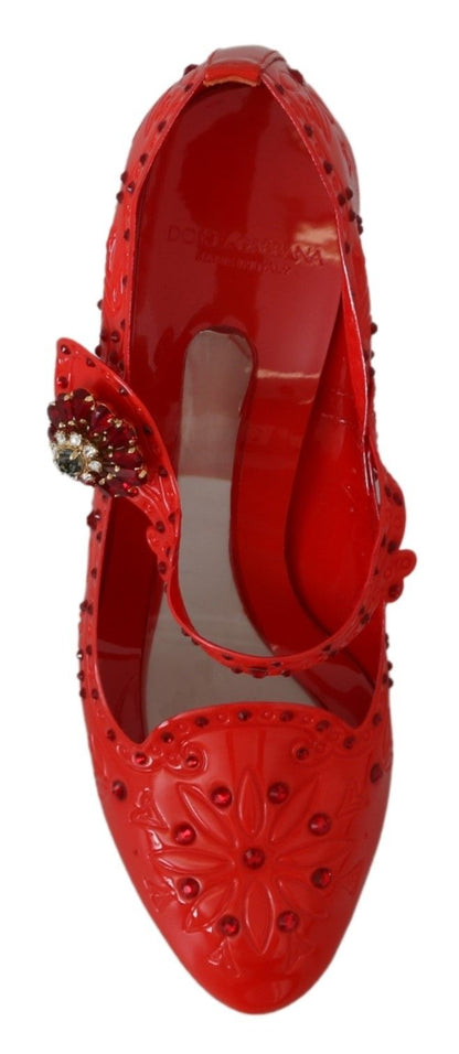 Chaussures à talons CENDRILLON en cristal floral rouge