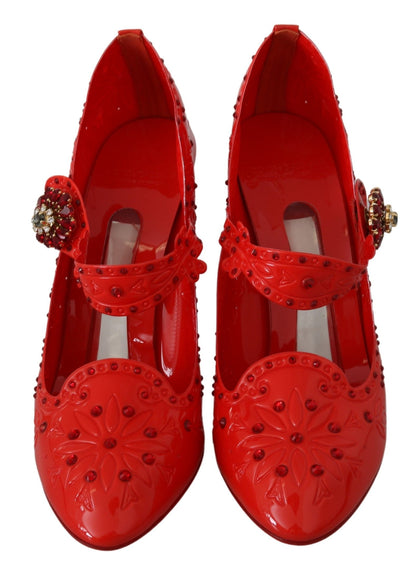 Scarpe con tacco CINDERELLA in cristallo floreale rosso