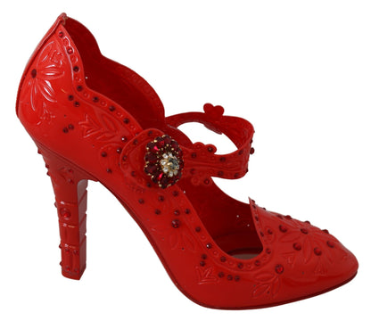 Chaussures à talons CENDRILLON en cristal floral rouge