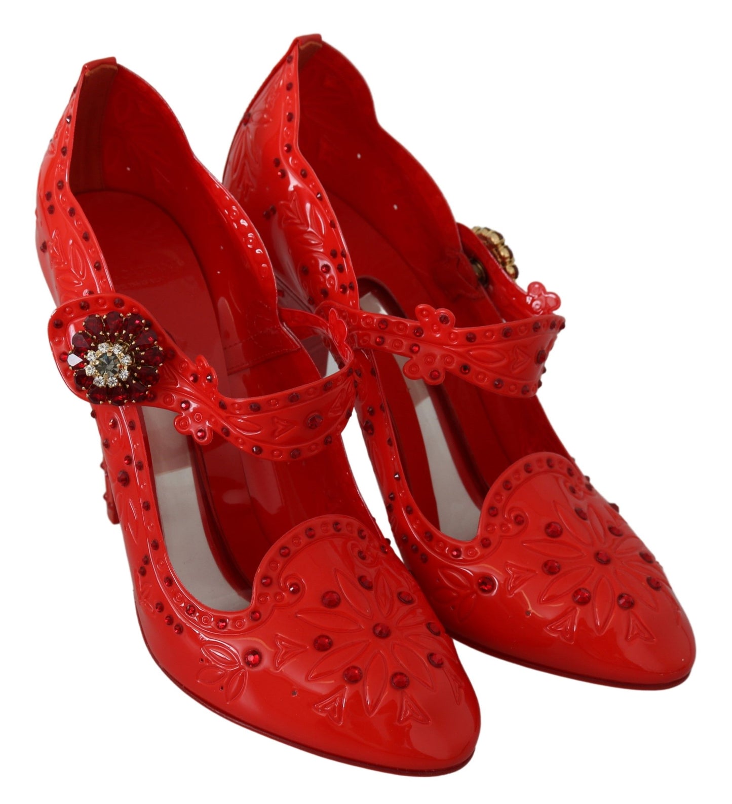 Chaussures à talons CENDRILLON en cristal floral rouge