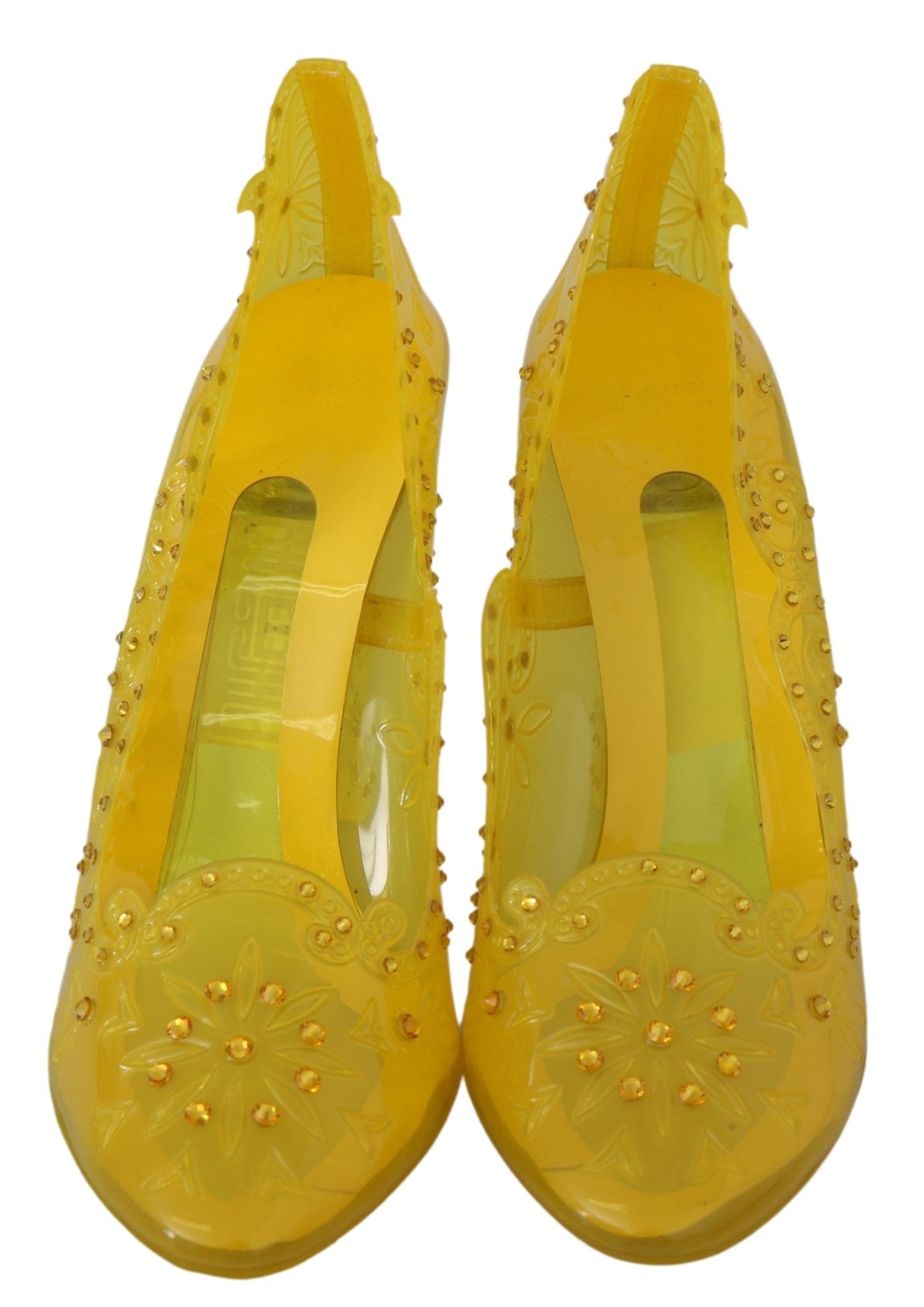 Chaussures à talons CENDRILLON en cristal floral jaune