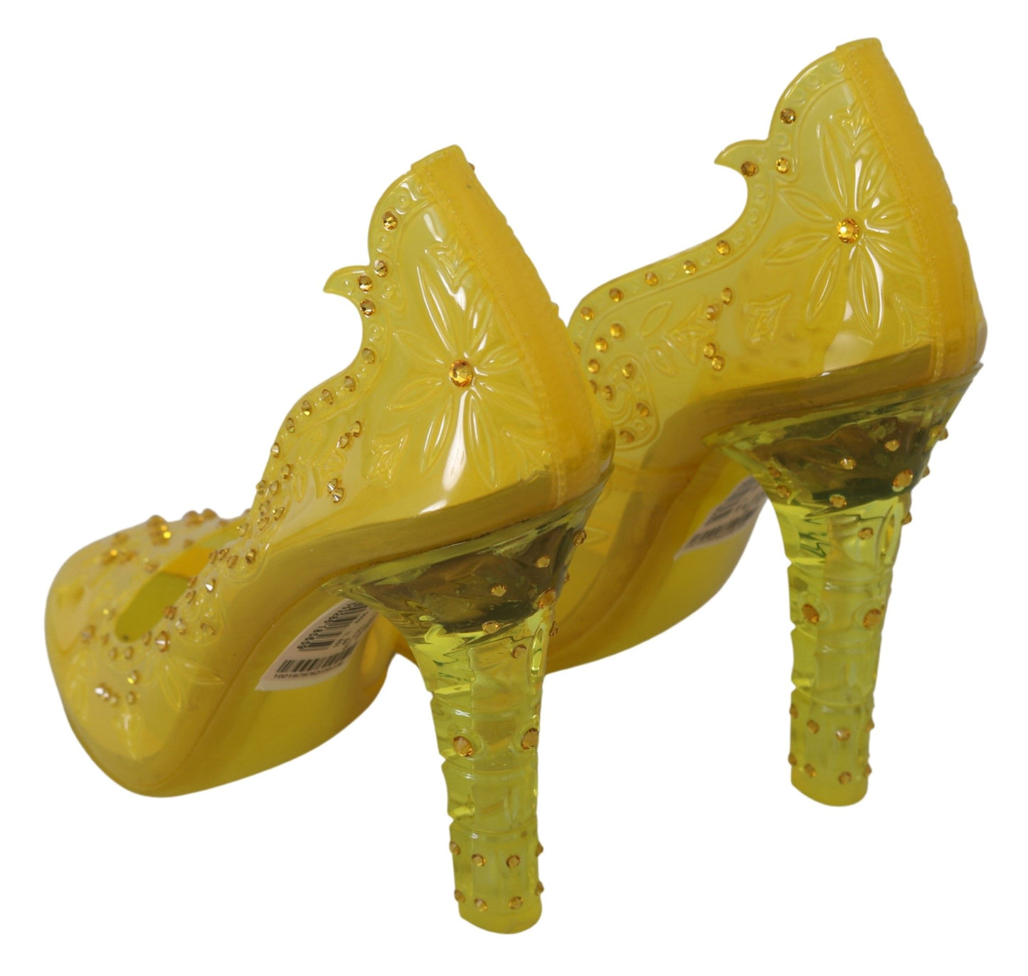 Chaussures à talons CENDRILLON en cristal floral jaune