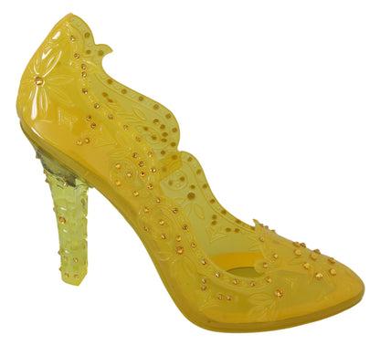 Scarpe con tacco CINDERELLA in cristallo floreale giallo