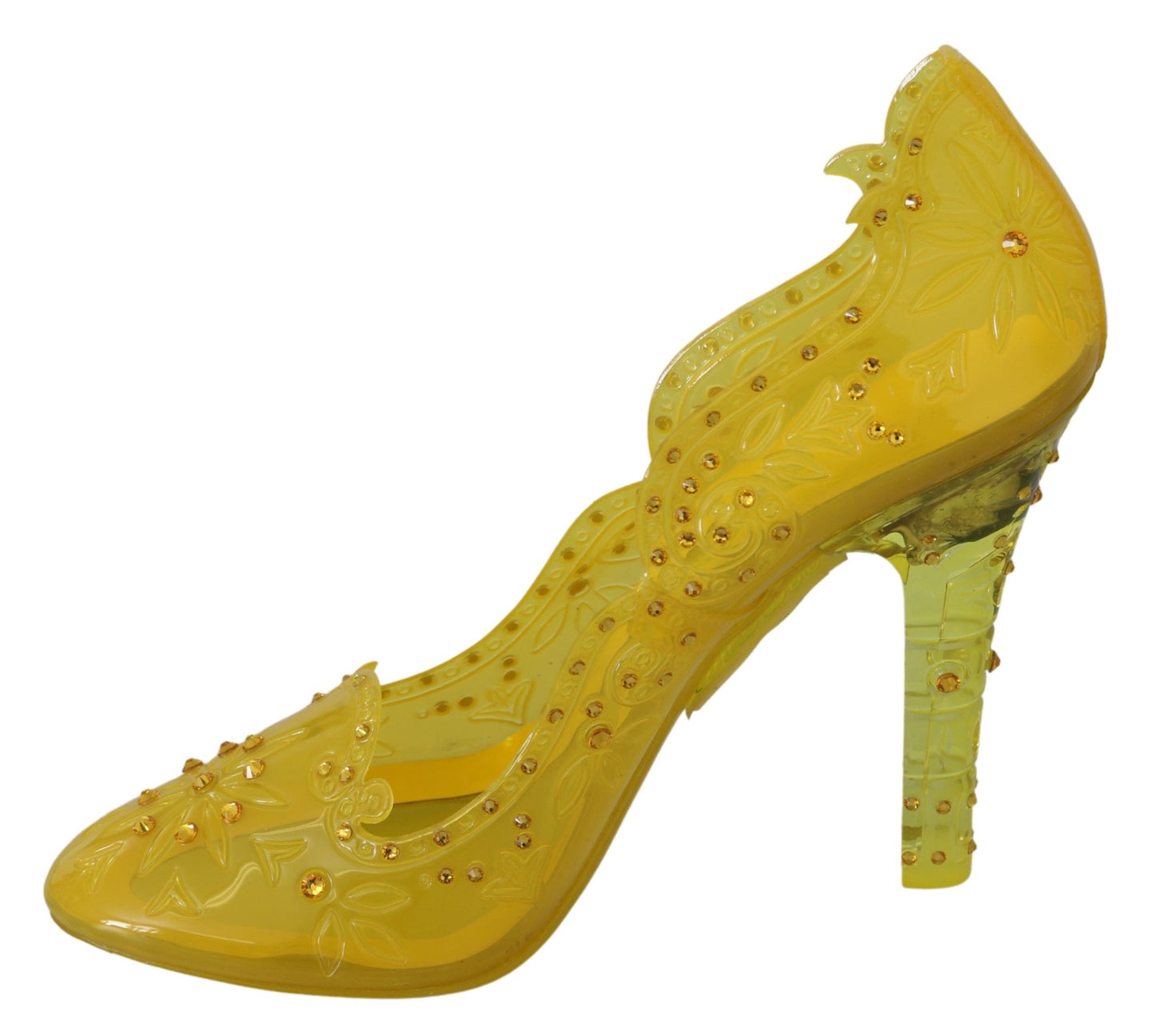 Scarpe con tacco CINDERELLA in cristallo floreale giallo