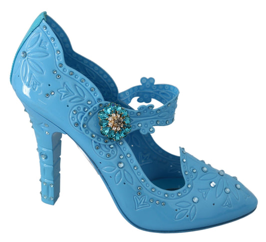 CINDERELLA-Absatzschuhe mit blauen Blumenkristallen