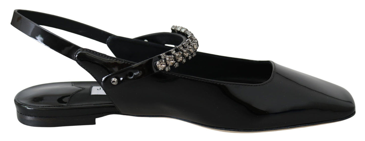 Chaussures plates Mahdis en cuir verni noir