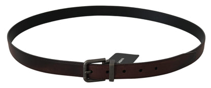 Ceinture à boucle grise en cuir marron massif