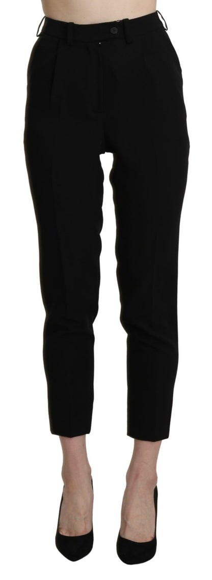 Pantalone pantalone corto skinny a vita alta nero