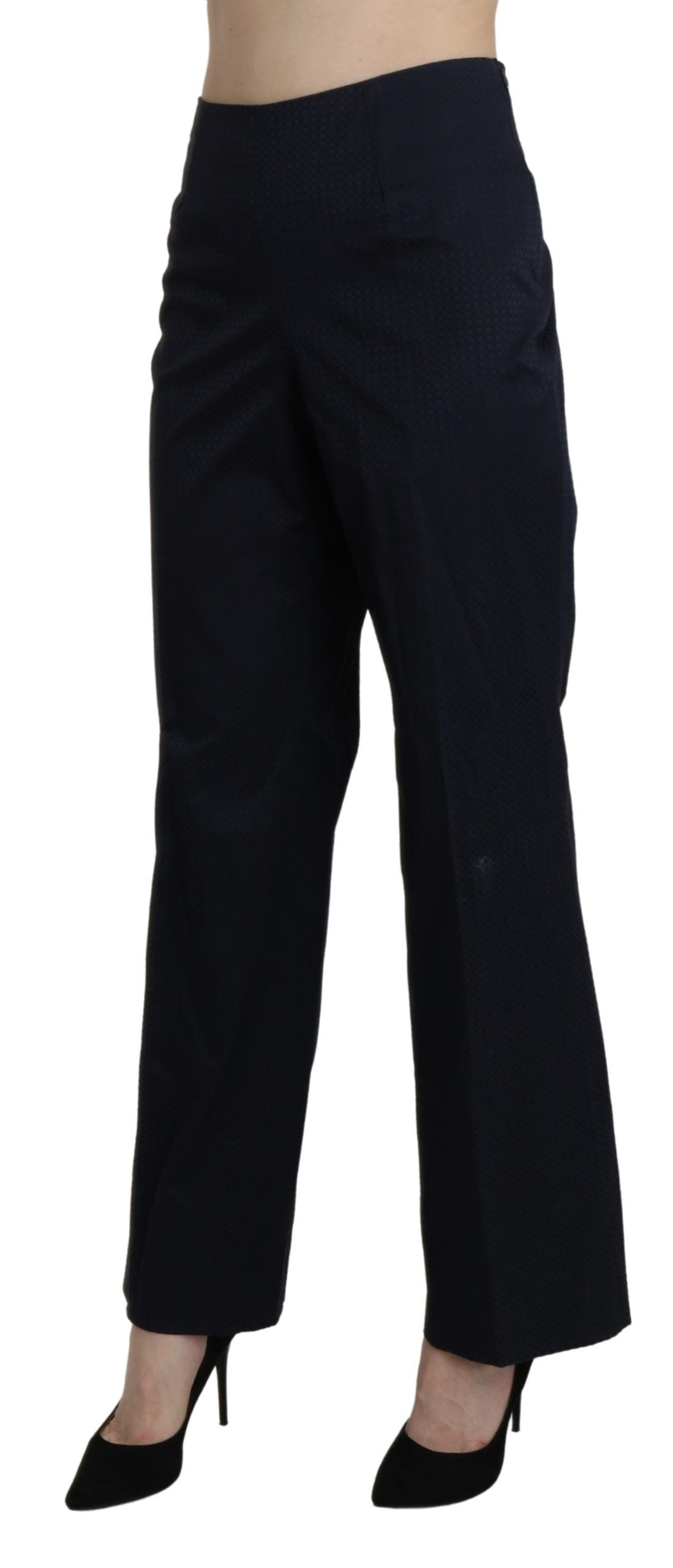 Pantaloni pantaloni eleganti dritti a vita alta blu navy