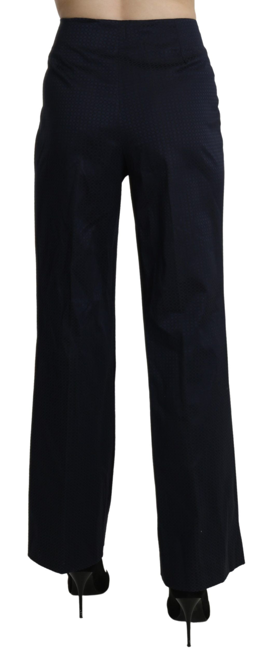 Pantaloni pantaloni eleganti dritti a vita alta blu navy