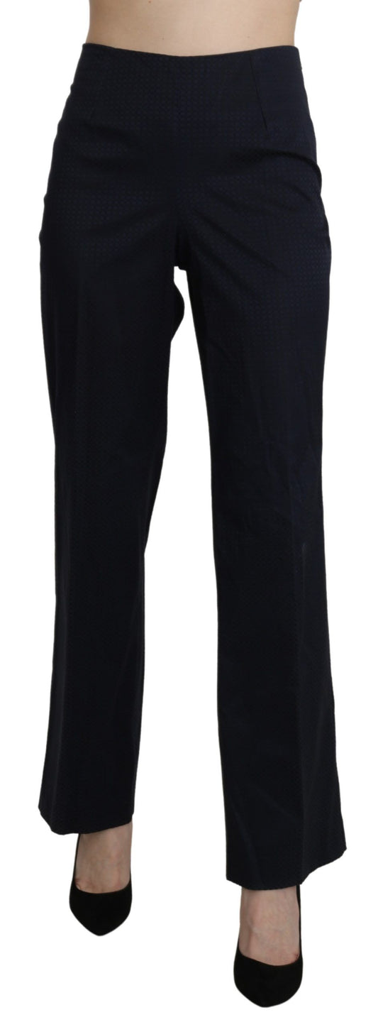 Pantaloni pantaloni eleganti dritti a vita alta blu navy