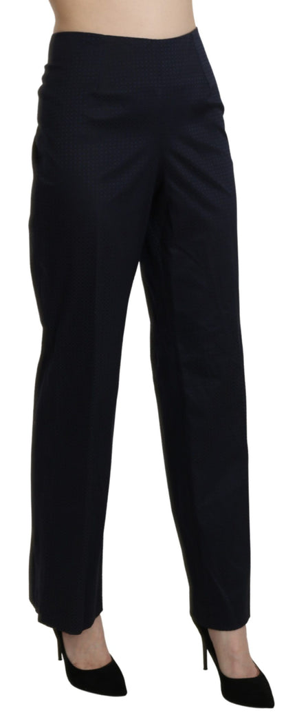 Pantaloni pantaloni eleganti dritti a vita alta blu navy