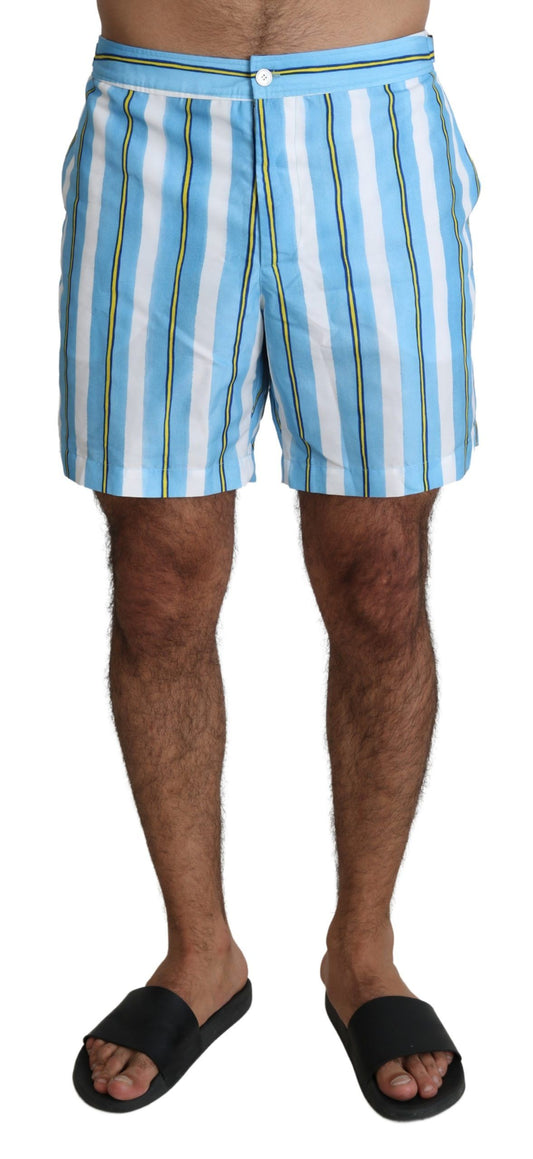 Pantaloncini da bagno da uomo beachwear a righe blu