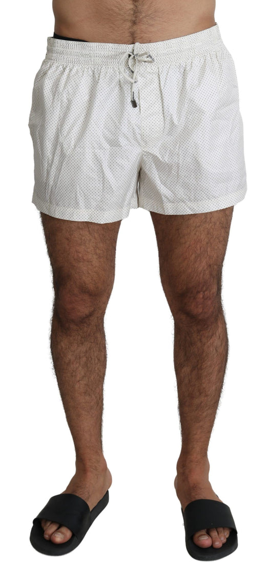 Pantaloncini da bagno da uomo a pois bianchi