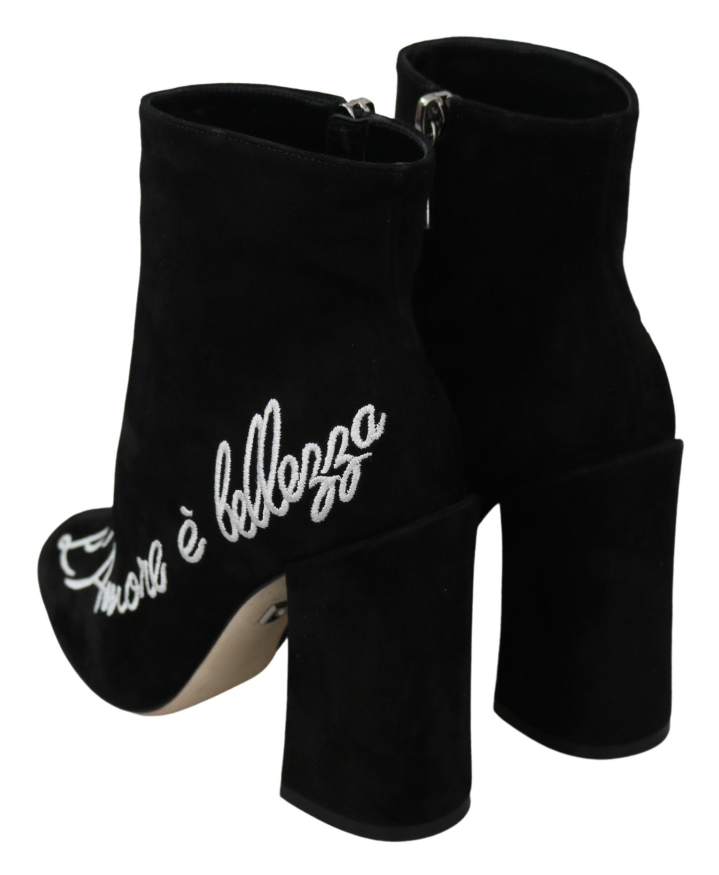 Schwarze Wildleder-Love Is Beauty-Stiefelschuhe