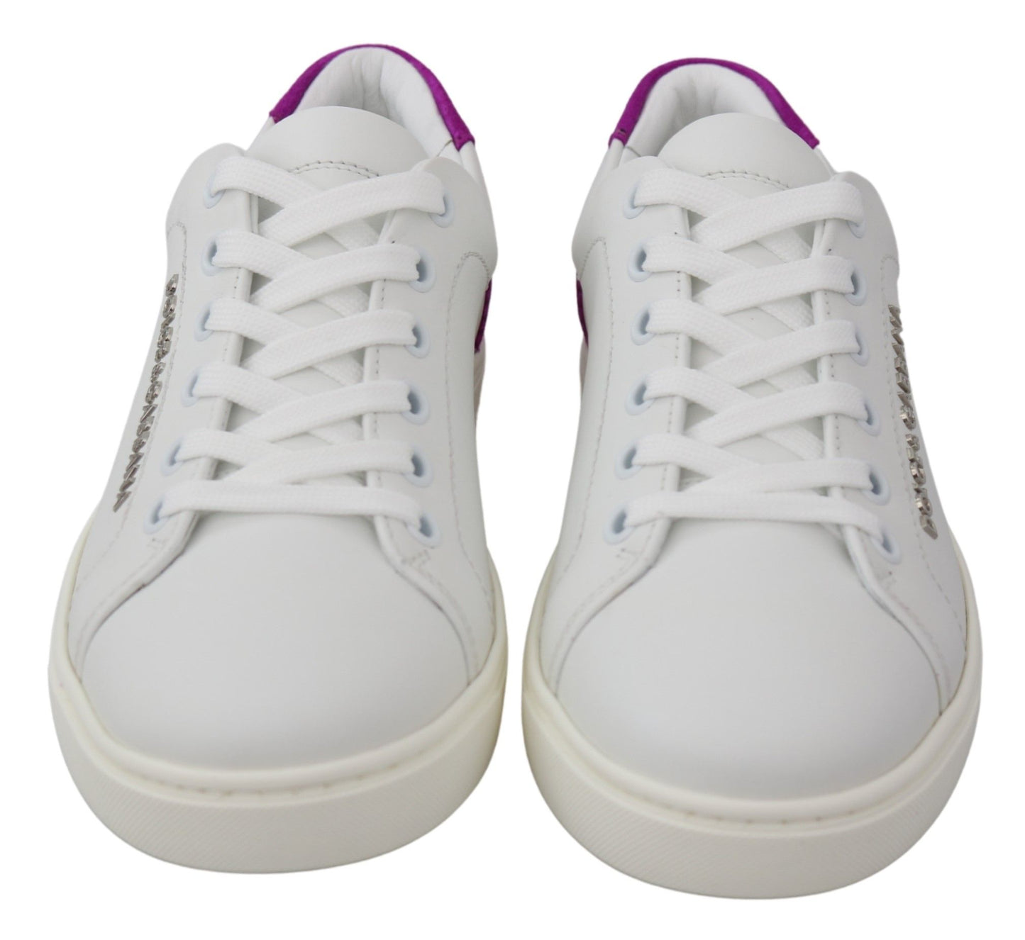 Chaussures pour femmes avec logo en cuir blanc et violet