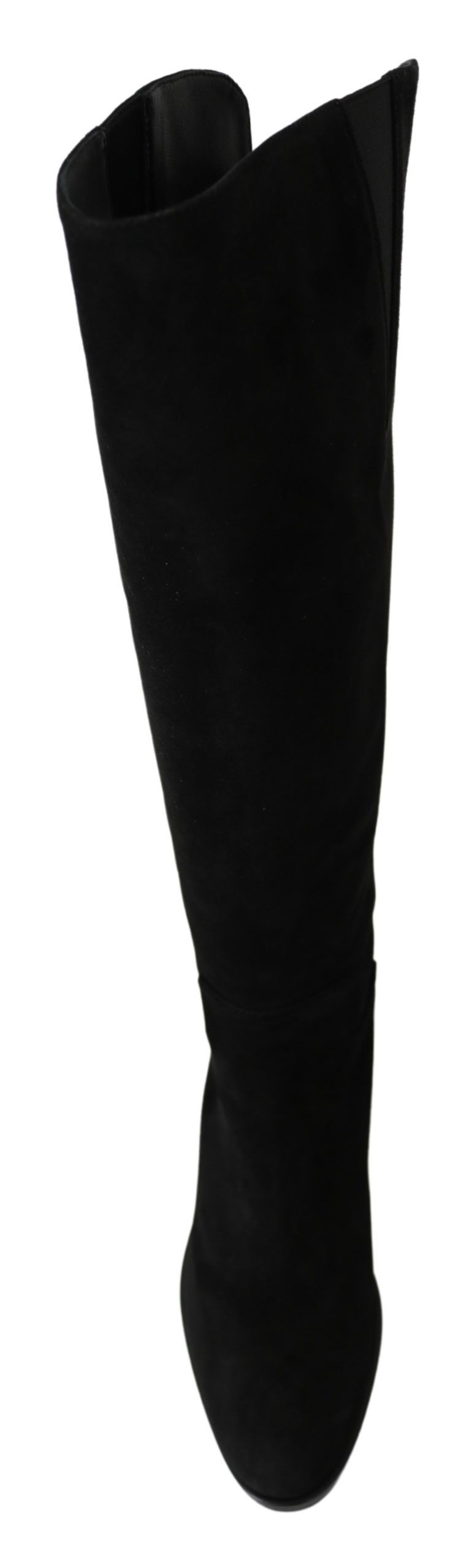 Bottes plates hautes en daim noires