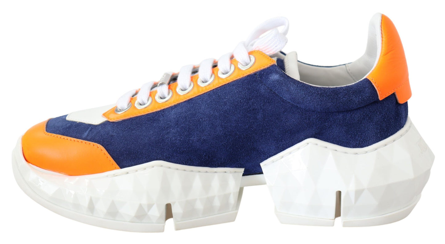 Sneaker in pelle blu arancione diamante