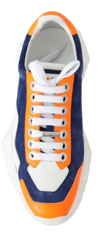 Sneaker in pelle blu arancione diamante