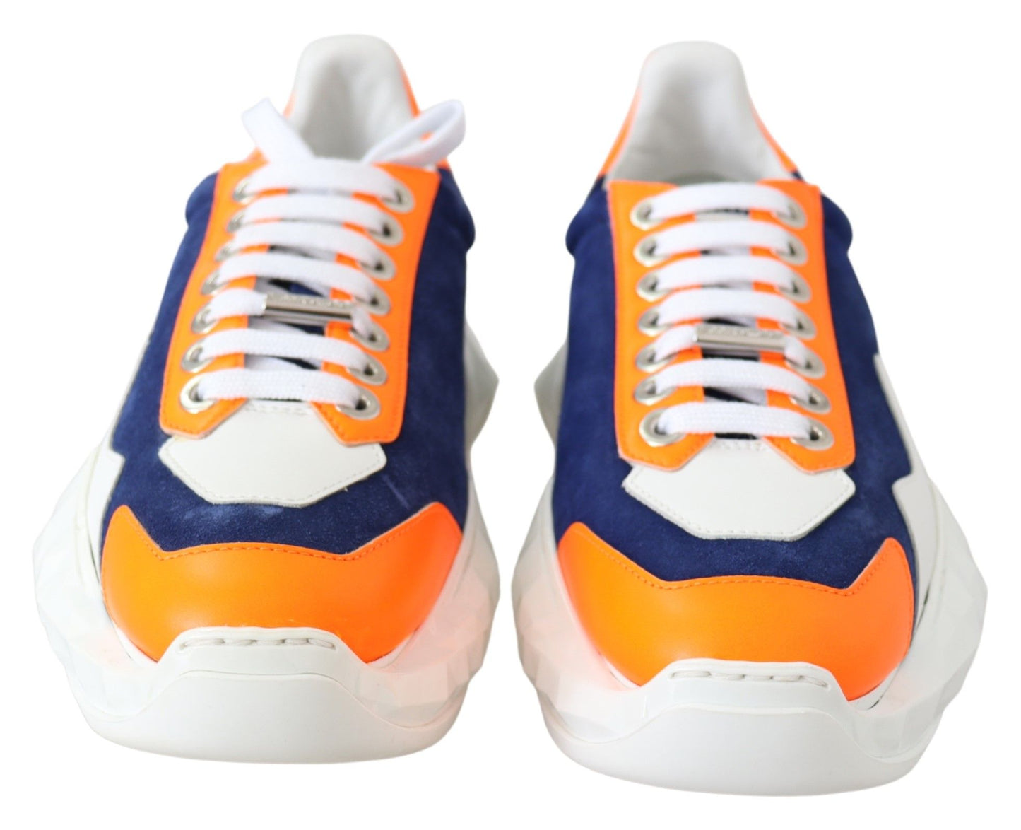 Sneaker in pelle blu arancione diamante