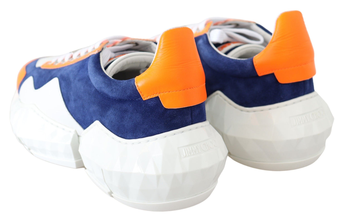 Sneaker in pelle blu arancione diamante