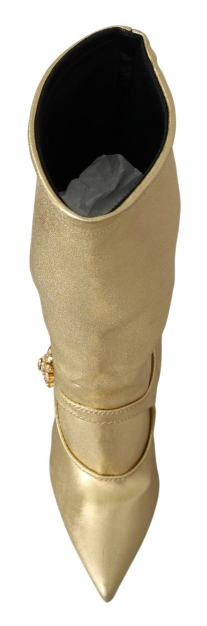 Goldene Strass-Stiefeletten, Socken, Schuhe