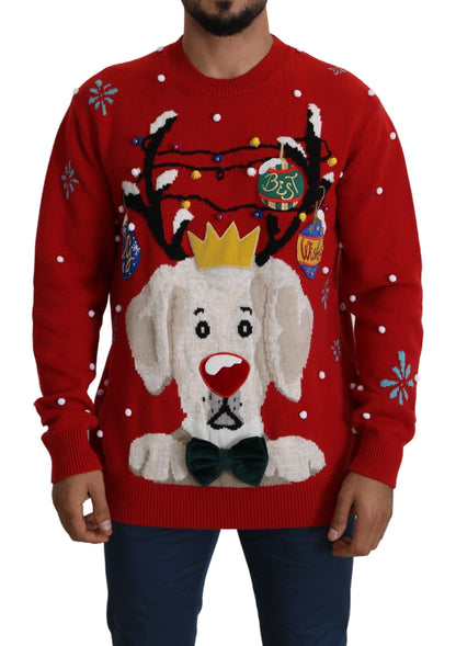 Pull en cachemire rouge pour chien de Noël