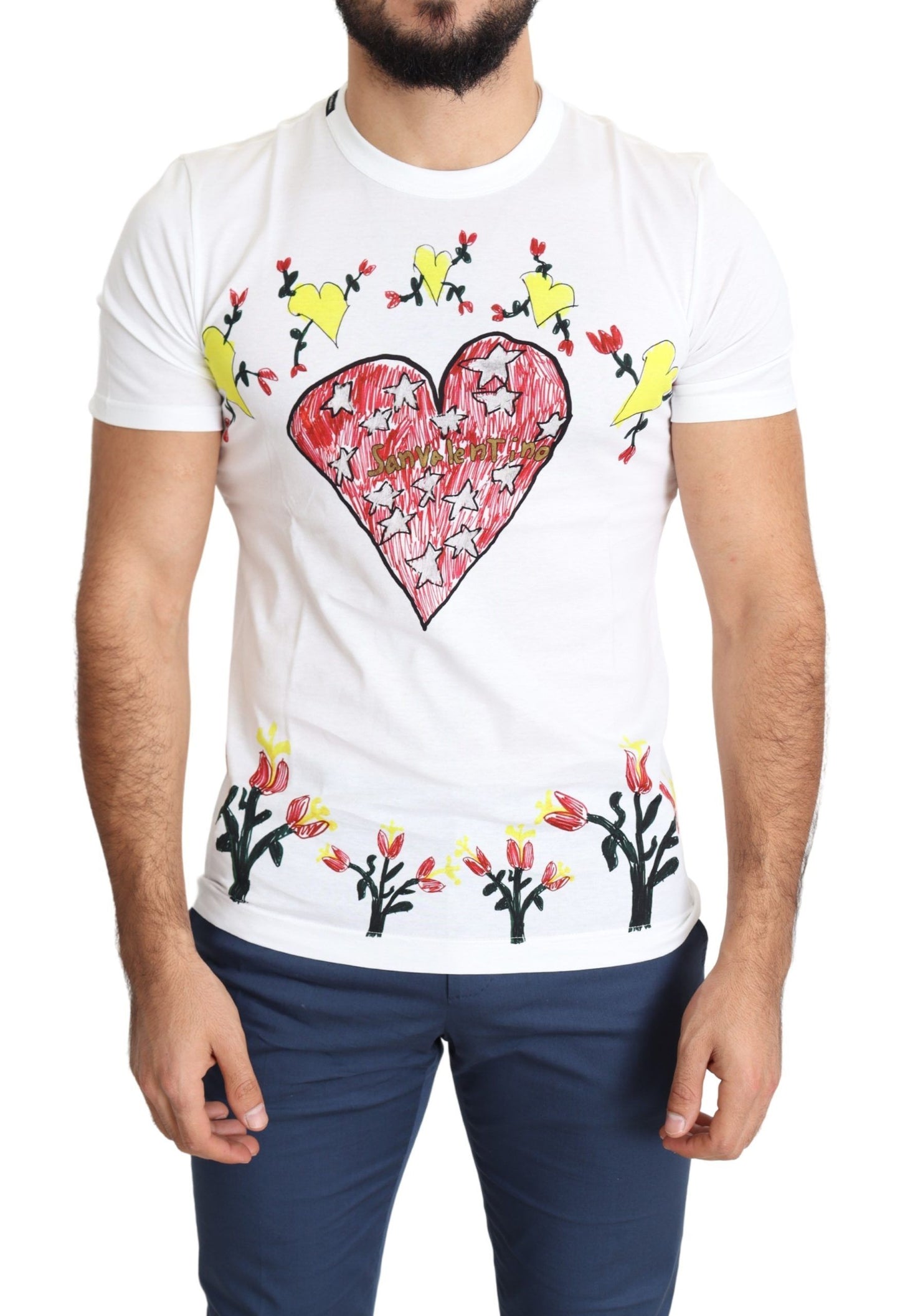 T-shirt homme en coton blanc imprimé Saint Valentin