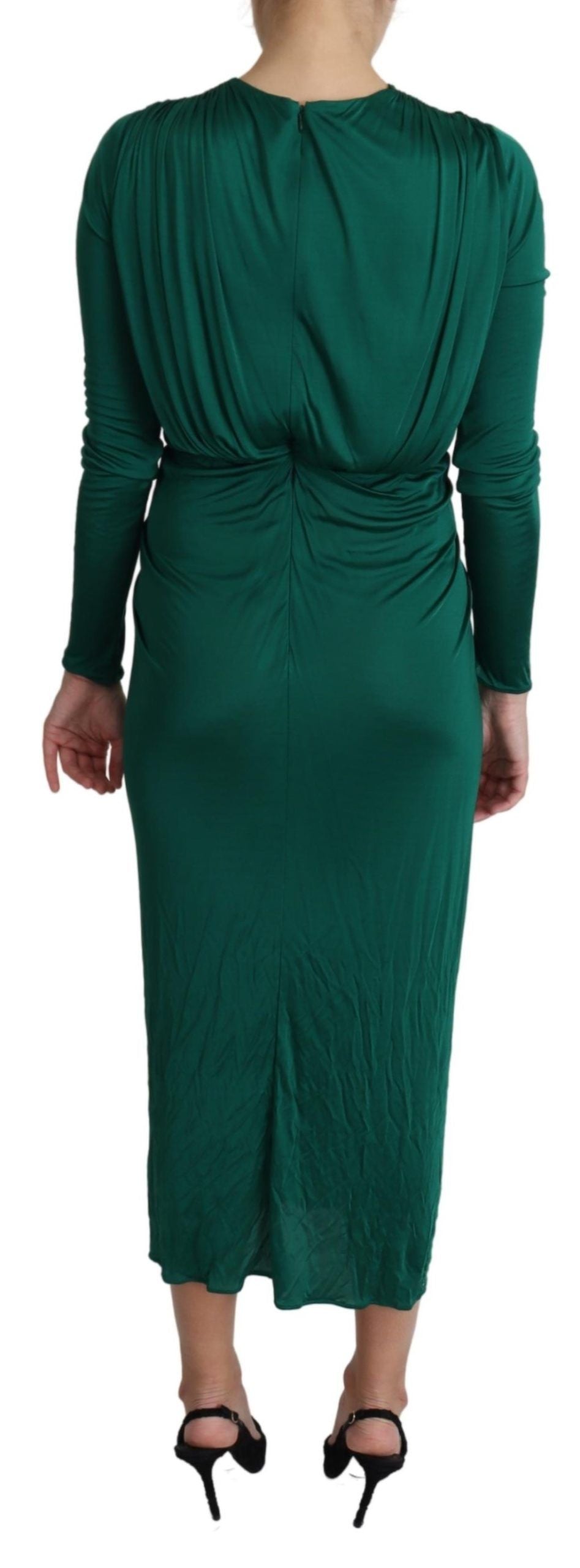 Robe mi-longue ajustée en viscose Silhouette verte