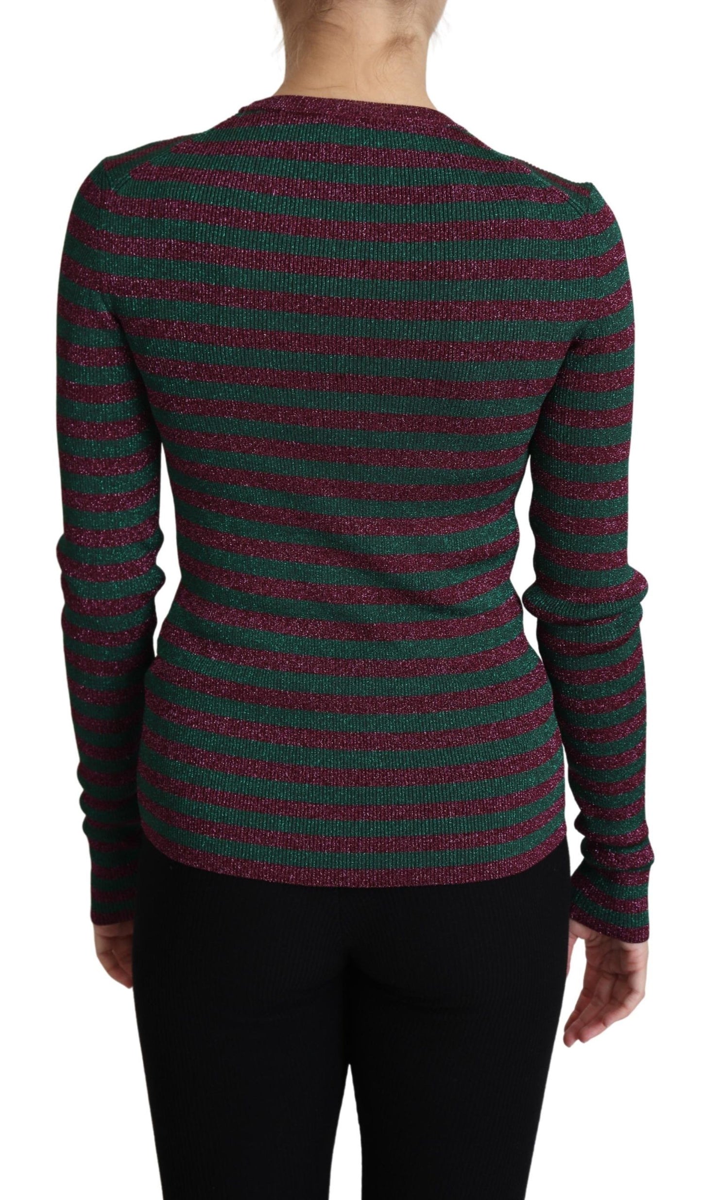 Maglione pullover girocollo a righe multicolori