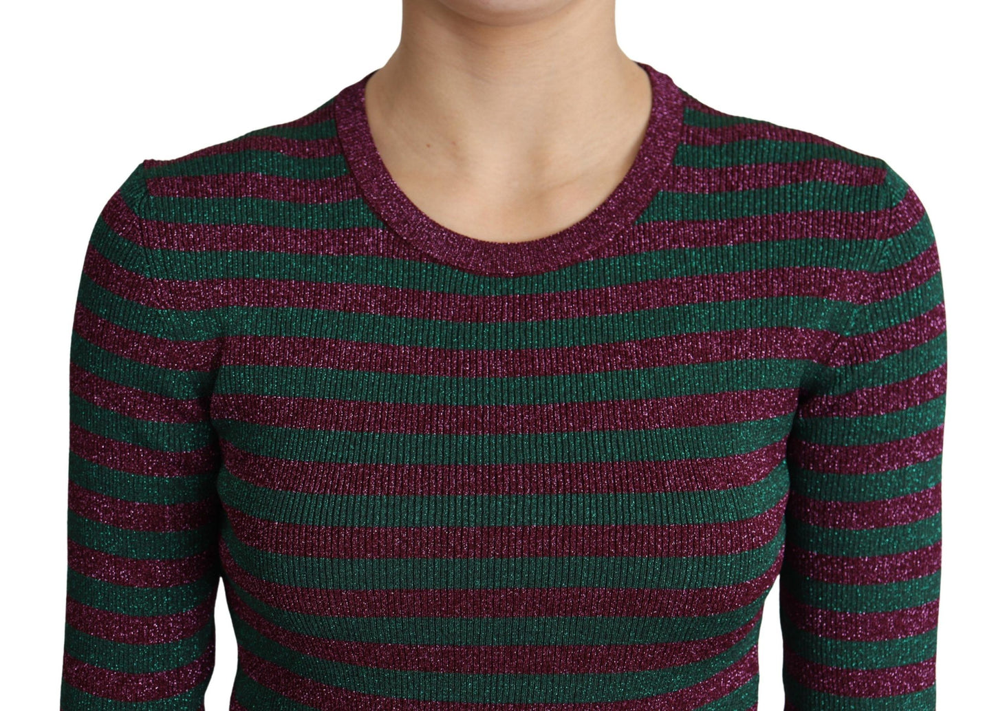 Maglione pullover girocollo a righe multicolori