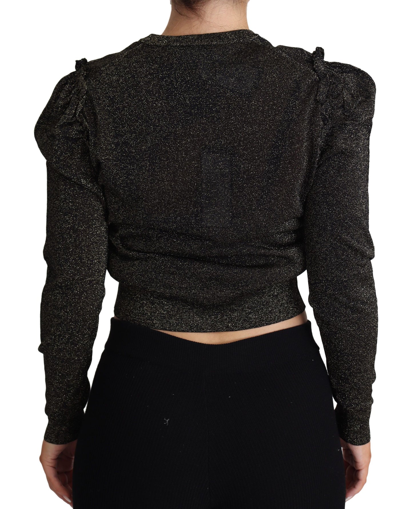 Pull court pour femme en or noir