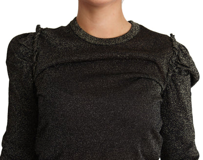 Maglione pullover da donna corto in oro nero