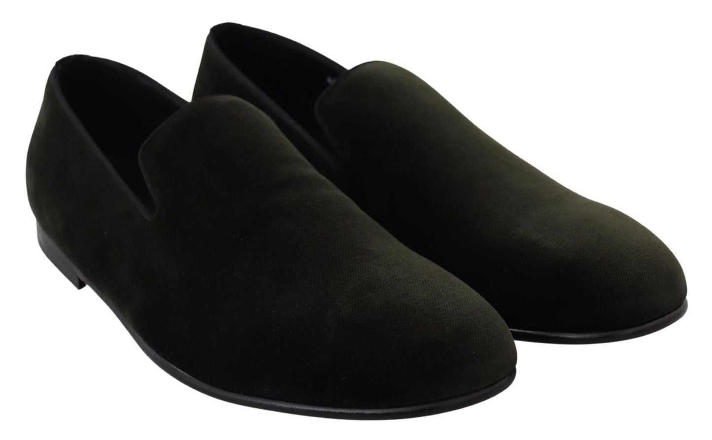 Mocassins à enfiler en velours vert pour hommes