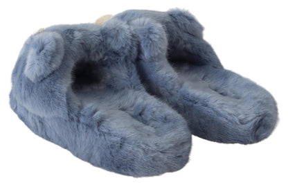 Pantoufles ours en peluche bleu, sandales, chaussures