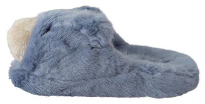 Pantoufles ours en peluche bleu, sandales, chaussures