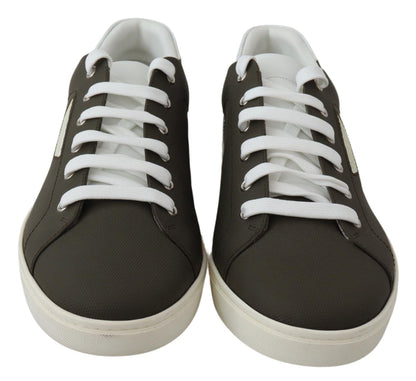 Weiß-grüne Leder-Low-Top-Sneaker-Schuhe