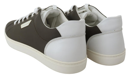 Weiß-grüne Leder-Low-Top-Sneaker-Schuhe