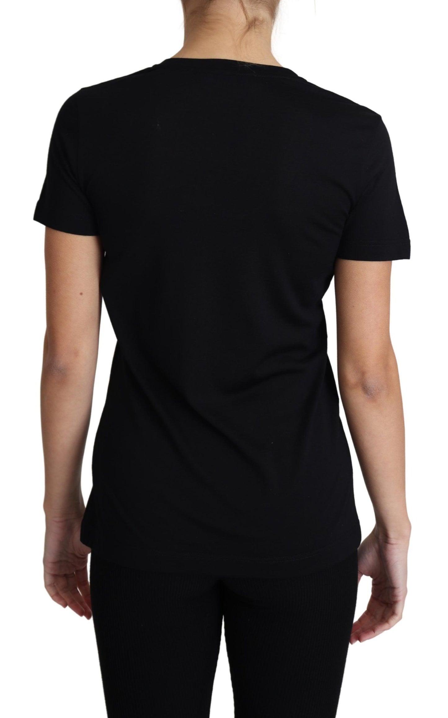 T-shirt Col Rond Manches Courtes En Laine Noir