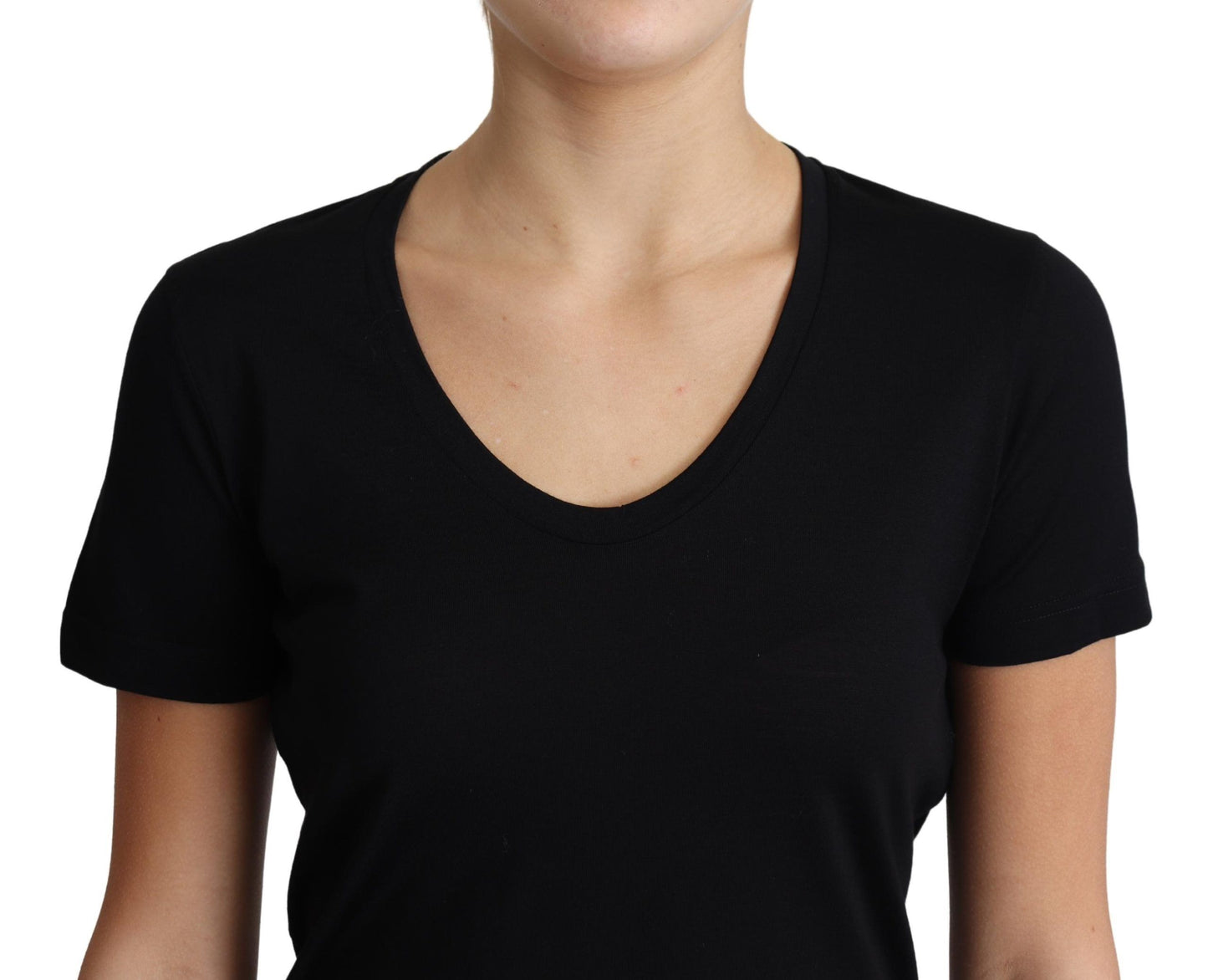 T-shirt Col Rond Manches Courtes En Laine Noir