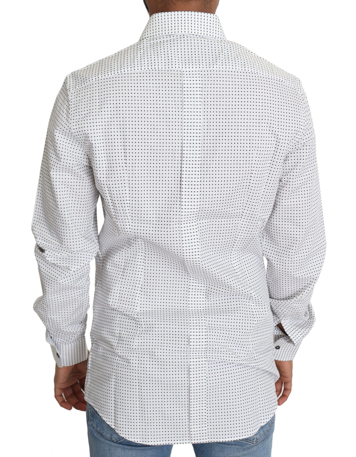 Chemise habillée noire à pois blancs