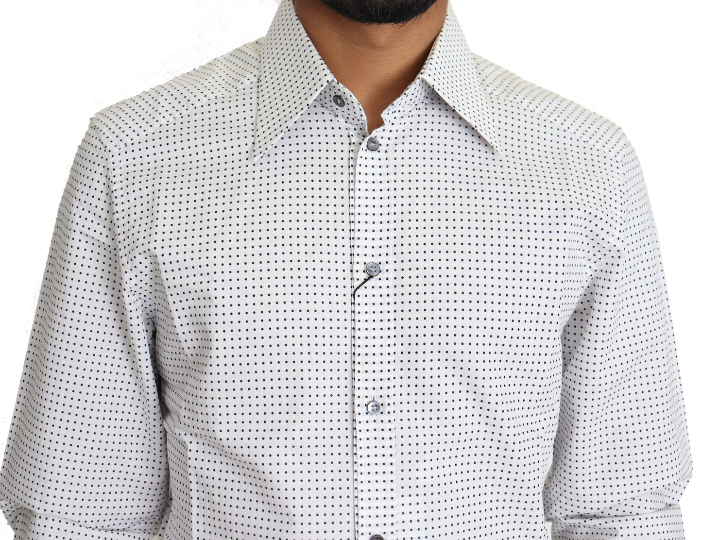 Camicia elegante a pois bianchi neri