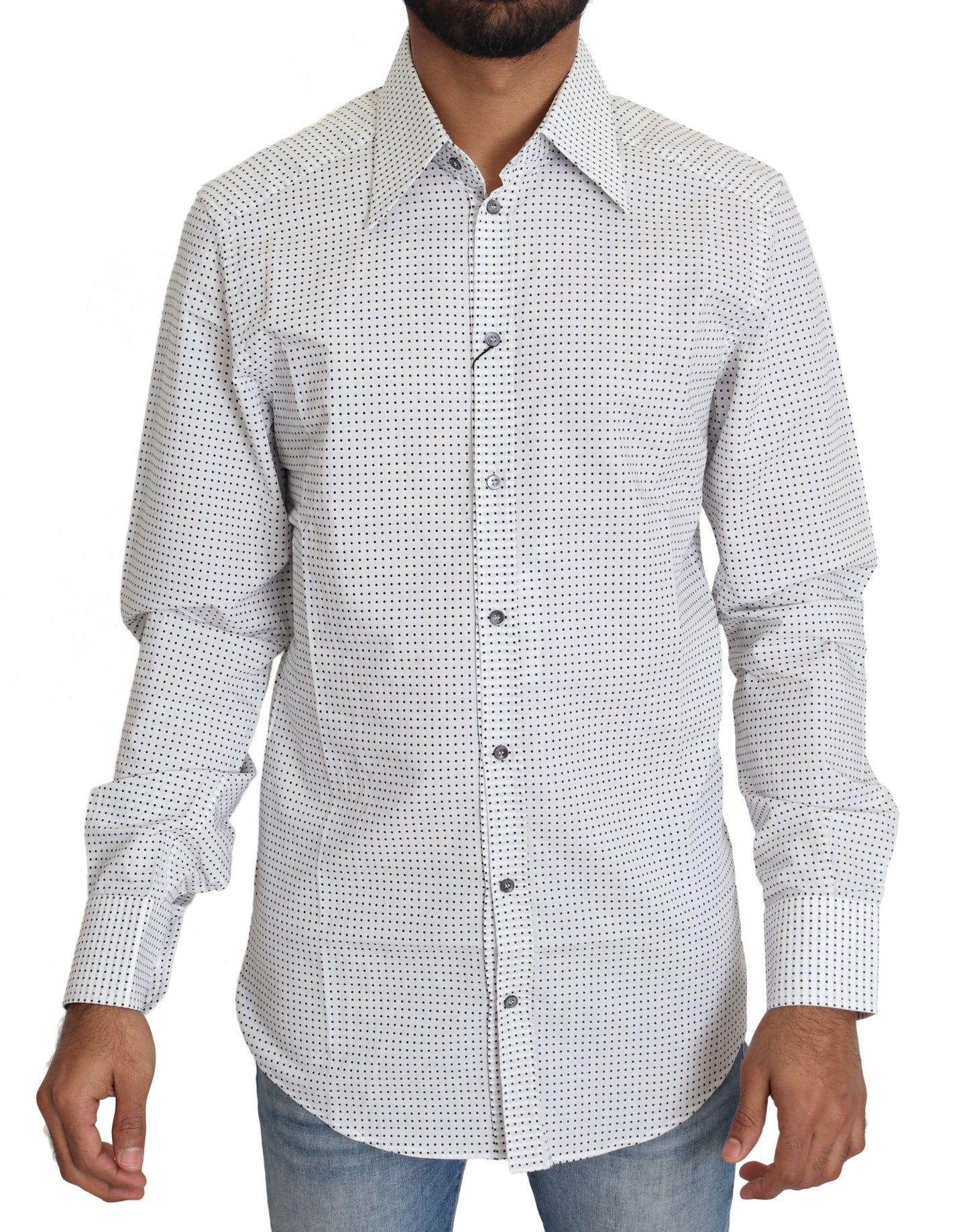 Camicia elegante a pois bianchi neri