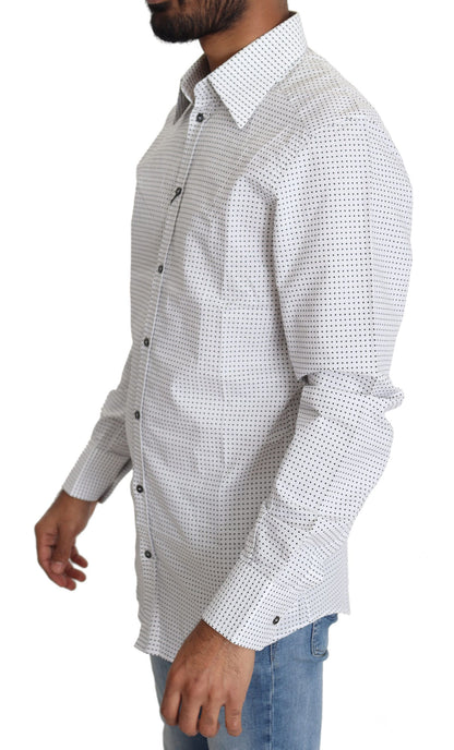 Chemise habillée noire à pois blancs