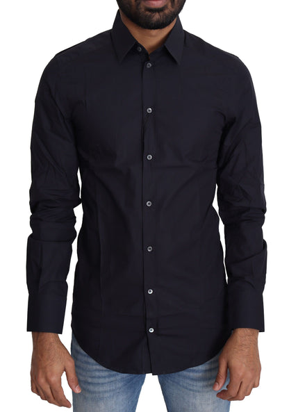 Chemise habillée en coton bleu marine