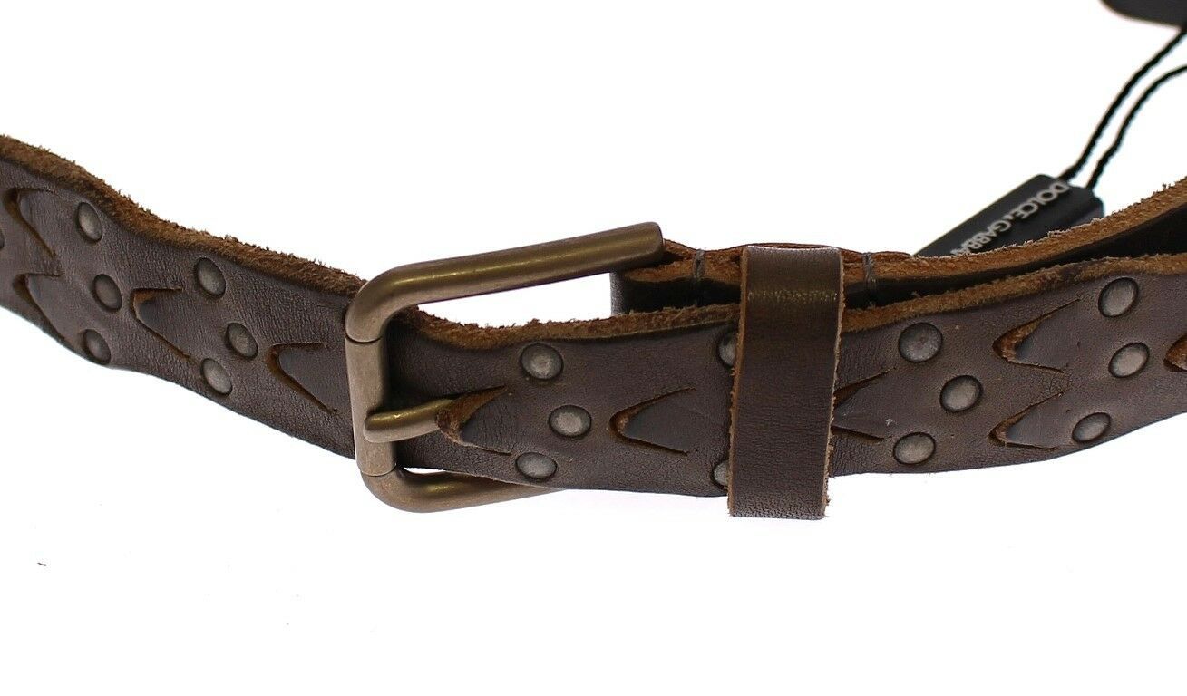 Ceinture Cintura Gürtel en cuir marron avec logo