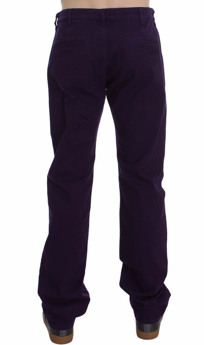 GF Ferre Purple Cotton Stretch Slim Chinos