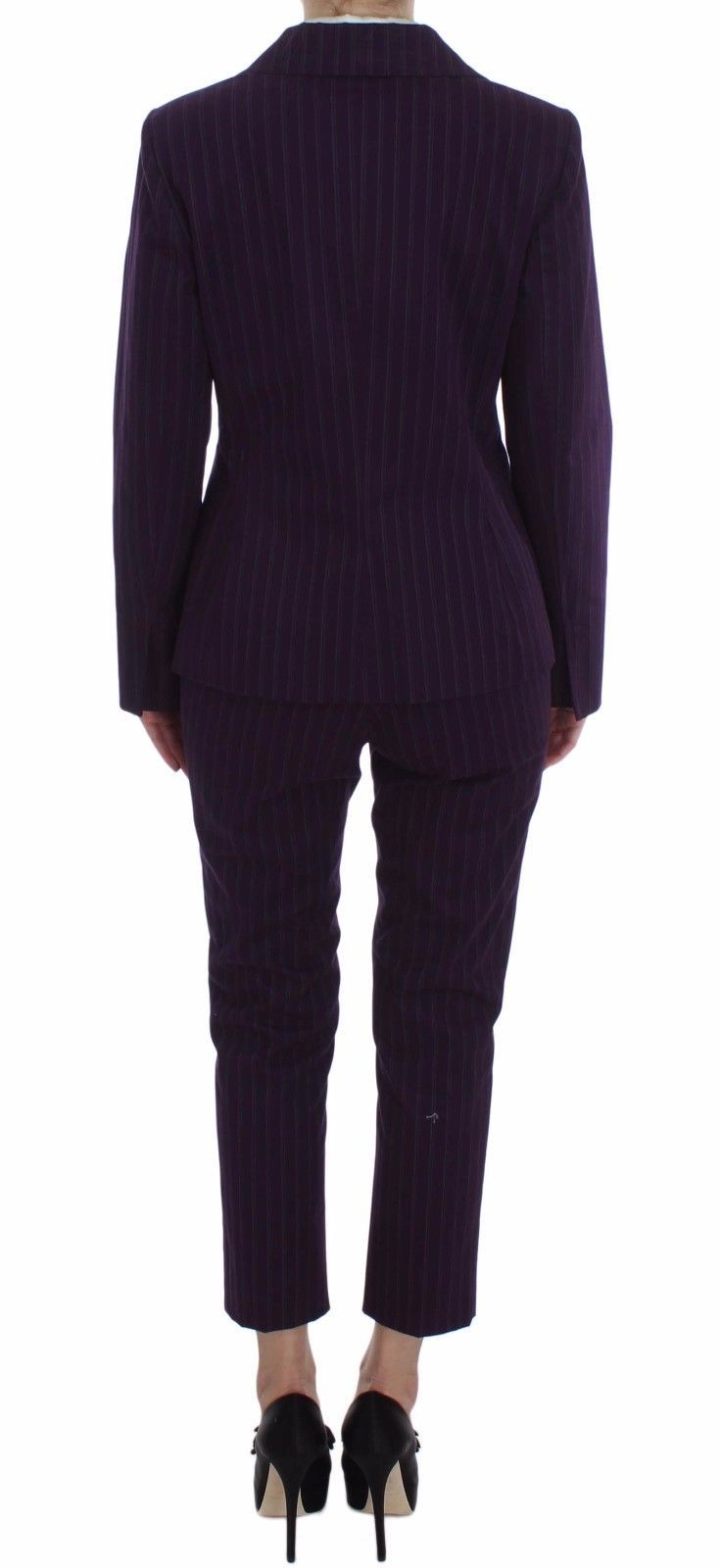 Costume Pantalon Blazer Manteau Stretch Rayé Violet