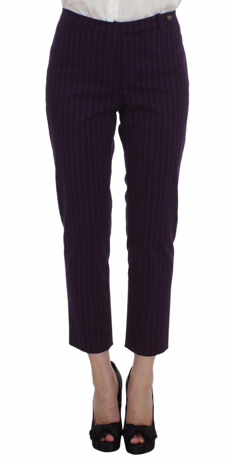 Completo di pantaloni blazer con cappotto elasticizzato a righe viola